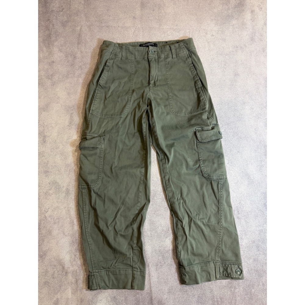 Liverpool Los Angeles Olive Green Cargo Pants Straight Leg Cropped Size 8/29
